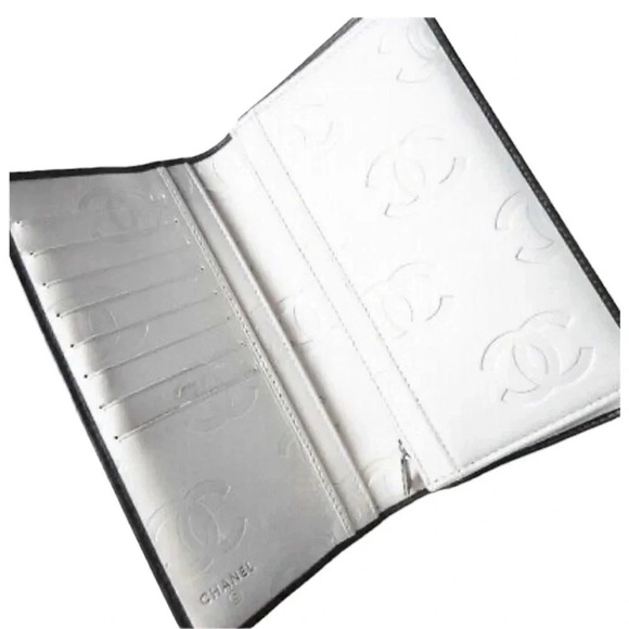 Chanel Quilted Calfskin Black Cambon Line Silver Leather Long Wallet - Picture 8 of 11